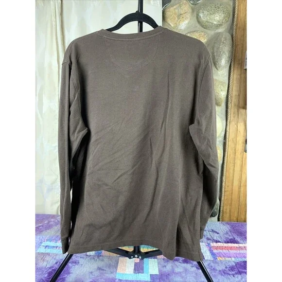 ARROW Mens Medium Classic Fit Dark Brown Long Sleeve Crew Neck Pullover Shirt - Picture 3 of 6